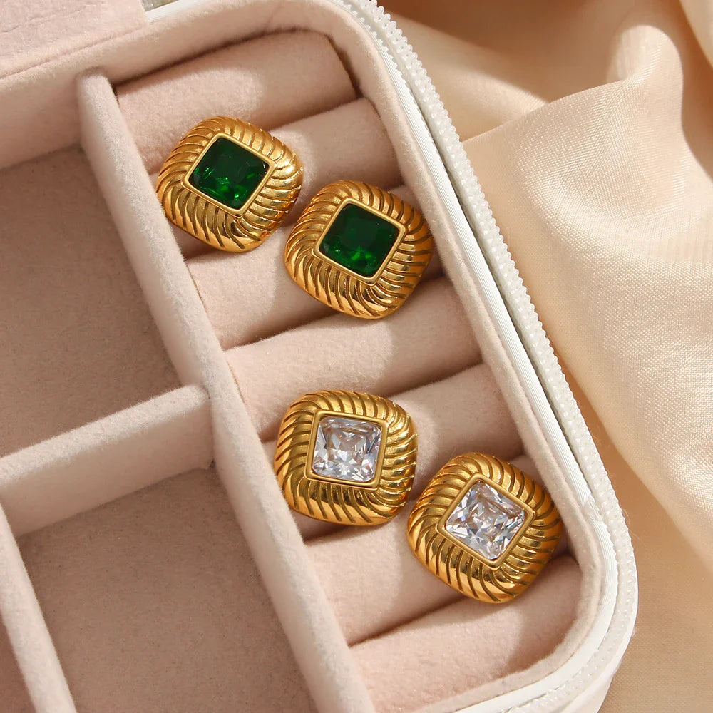 BowLift | Chunky Spiral Texture Diamond Accented Earrings