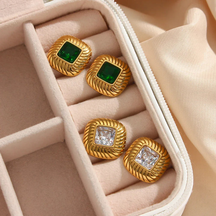 BowLift | Chunky Spiral Texture Diamond Accented Earrings