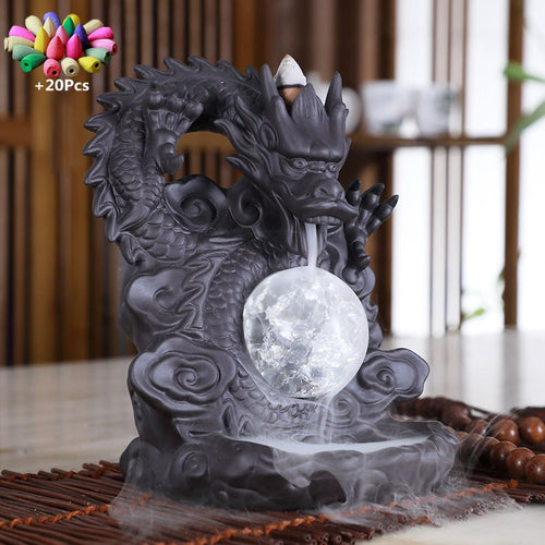 Mystic Dragon Lucky Clay Waterfall Burner | Bowlift