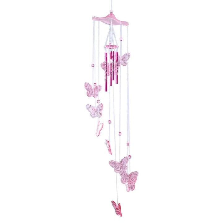 BowLift | Klangverve Wind Chime "Air Kiss" | Romantic Sound Games with Butterfly & Bell | 55 cm Metal Decor for Garden, Balcony & Window