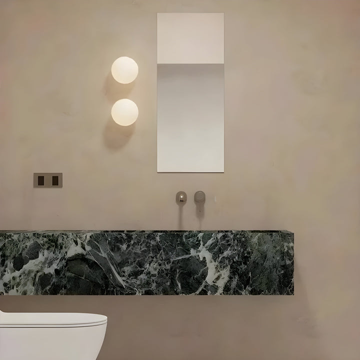 GlasAura Wall Lamp with Matte Glass Ball and Metal Base | Bowlift