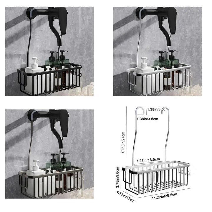 BowLift | DuschGlanz AeroRack Hanging Shower Basket made of Aluminium | Rustproof Shower Shelf with Hooks | Large Capacity for Shampoo & Bath Accessories