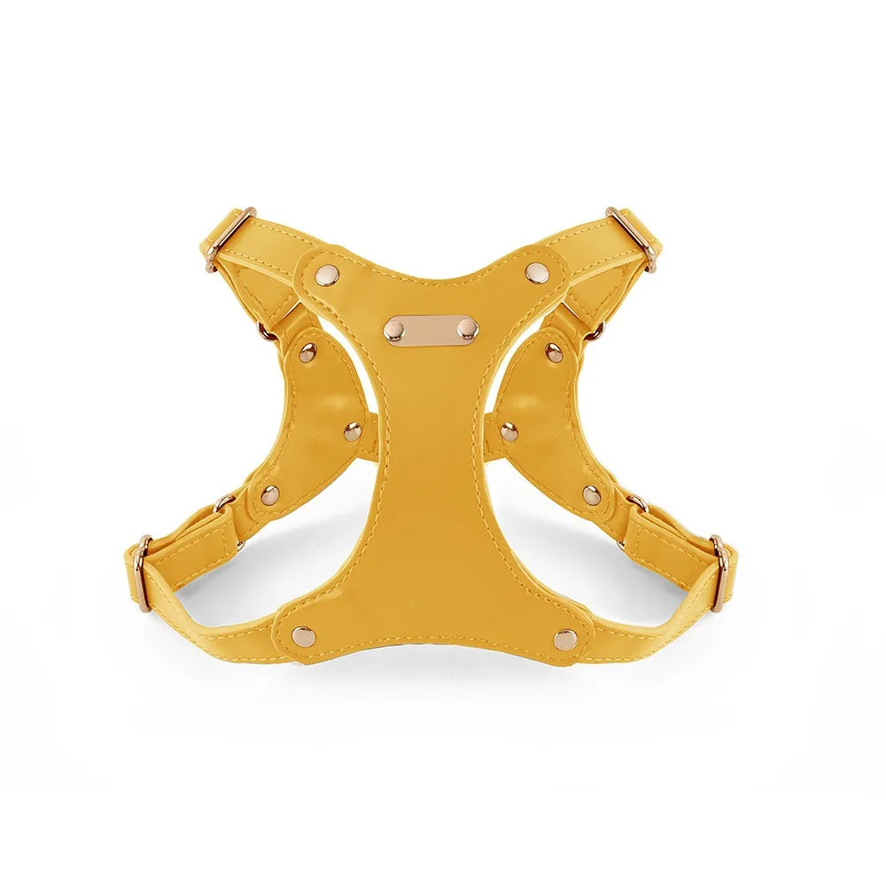Adjustable Leather Dog Harness with Custom Engraving Bowlift