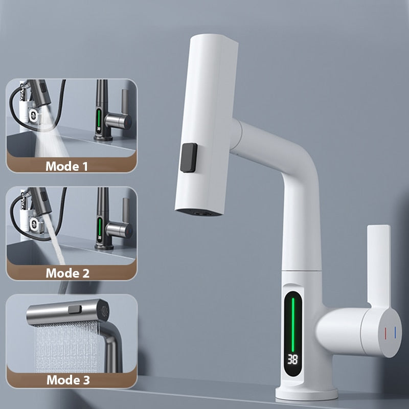 BowLift | Modern Sleek Waterfall Temperature Display Faucet