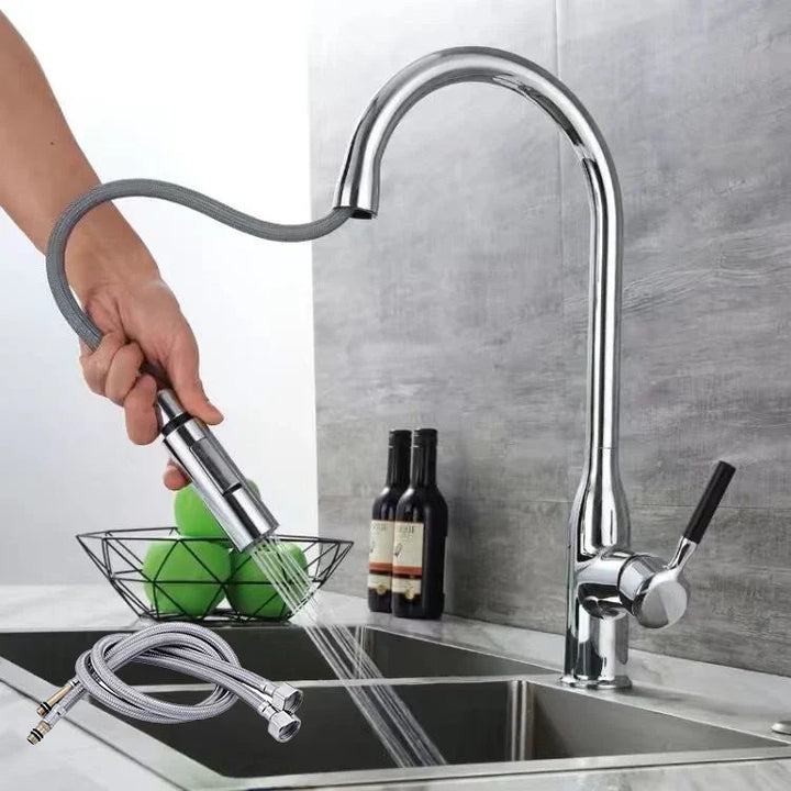AquaStream Luxe – Adjustable Kitchen Faucet with Hand Shower Bowlift