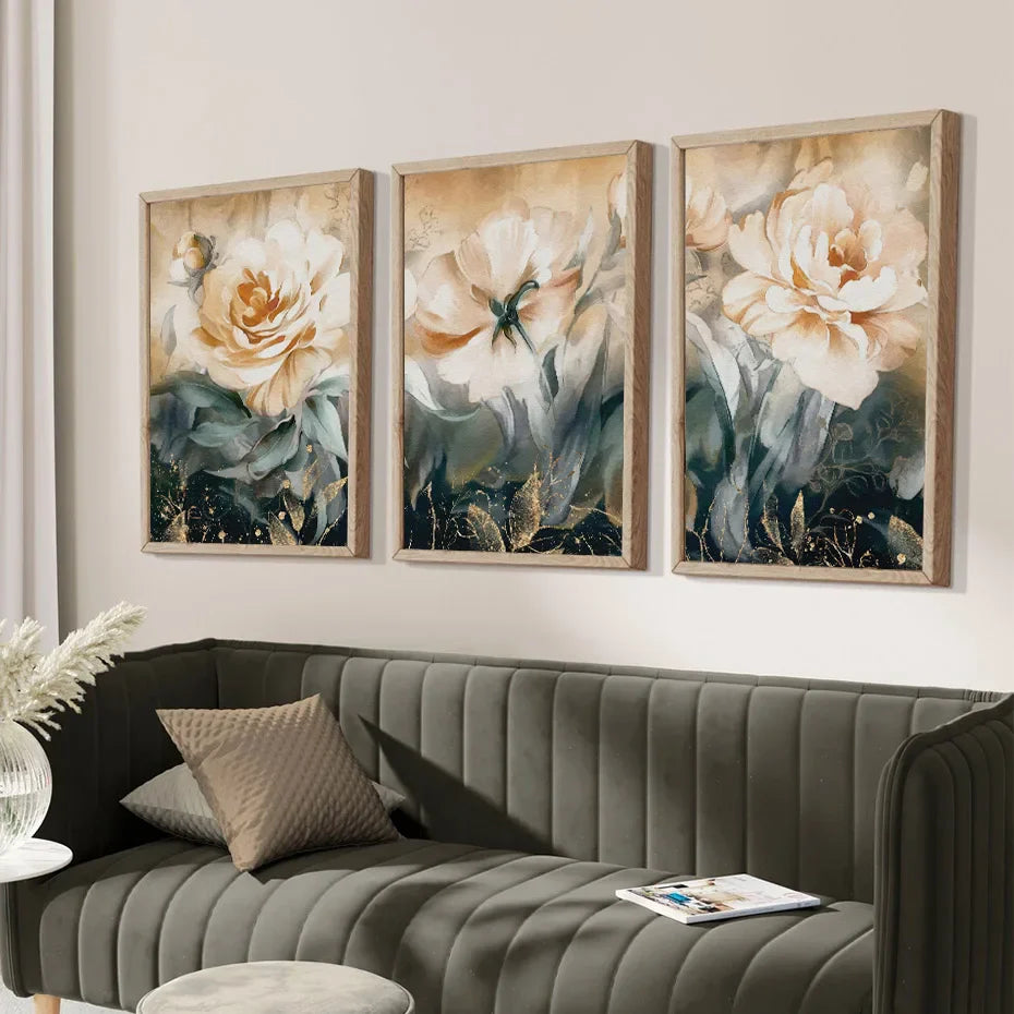 Serene Pastel Petals Floral Abstract Wall Art Fine Art Canvas Prints Modern Botany Pictures For Living Room Dining Room Art Decor | Bowlift