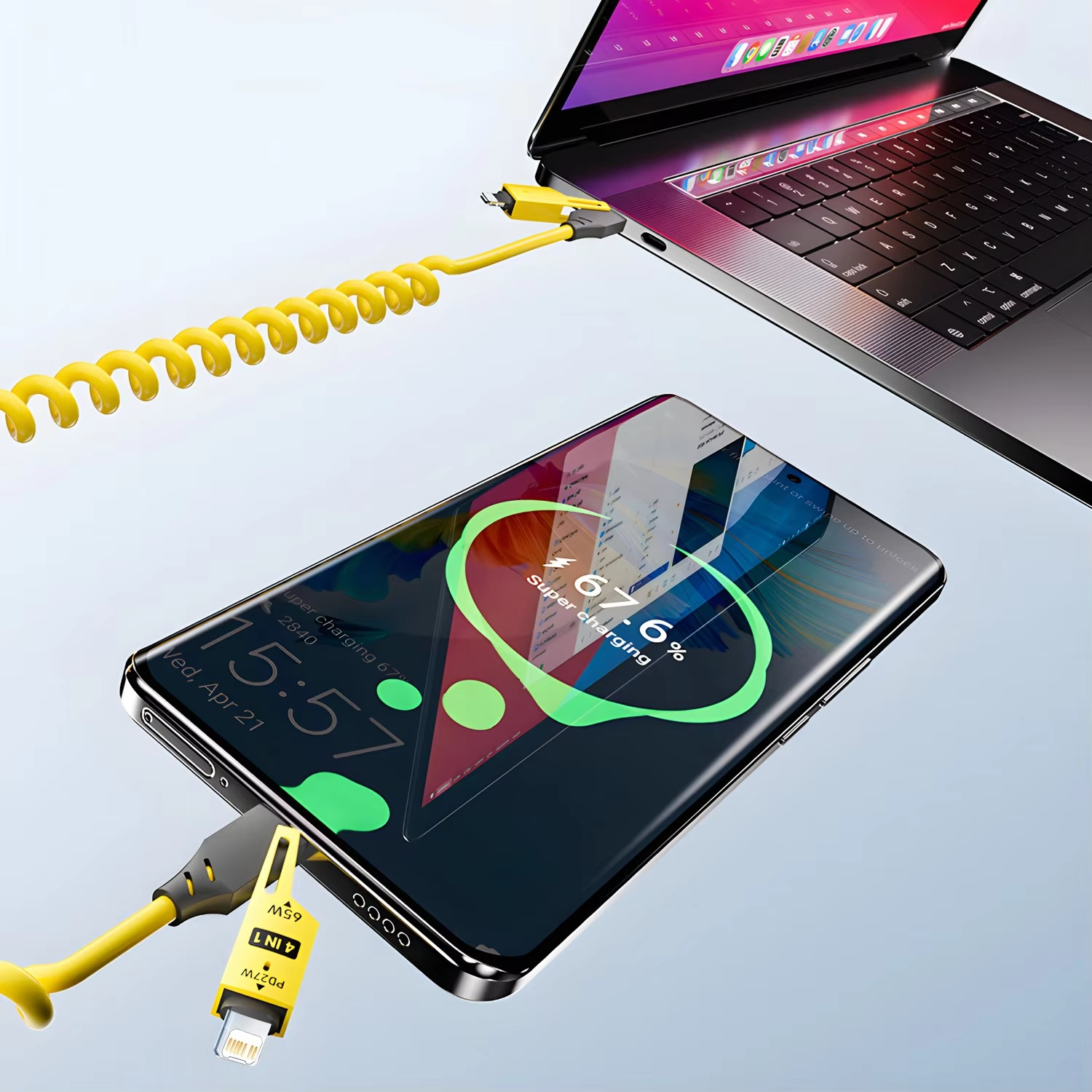 BowLift | Multi-Device 65W Fast Charging USB-C Cable for iPhone, Xiaomi, Samsung