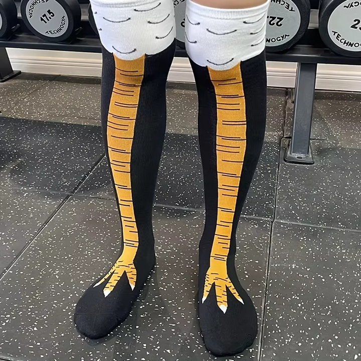 BowLift | Women's Knee-High Chicken Claw Print Socks, 1 or 2 Pairs