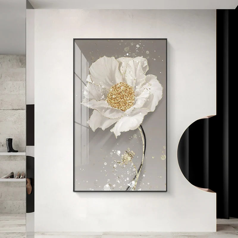Modern Abstract Paint Splash Floral Wall Art Fine Art Canvas Prints Posters Elegant Botanical Pictures For Living Room Decor | Bowlift