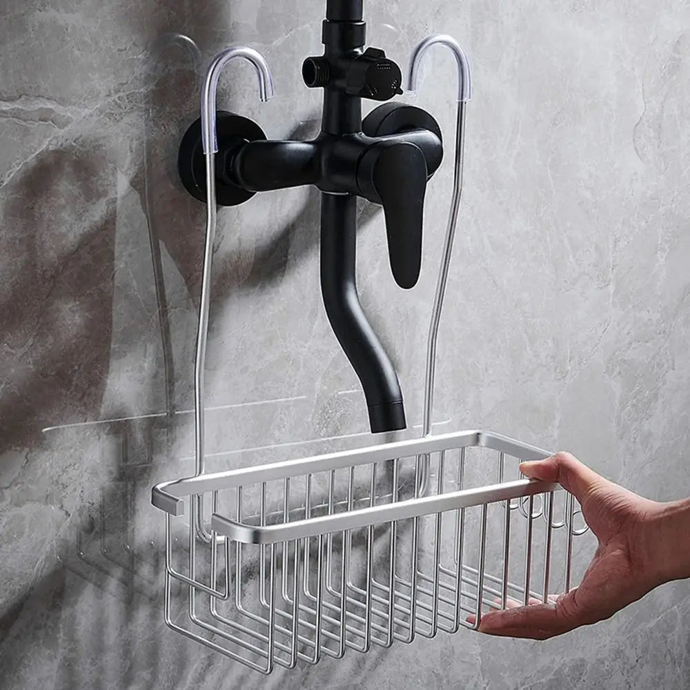 BowLift | DuschGlanz AeroRack Hanging Shower Basket made of Aluminium | Rustproof Shower Shelf with Hooks | Large Capacity for Shampoo & Bath Accessories