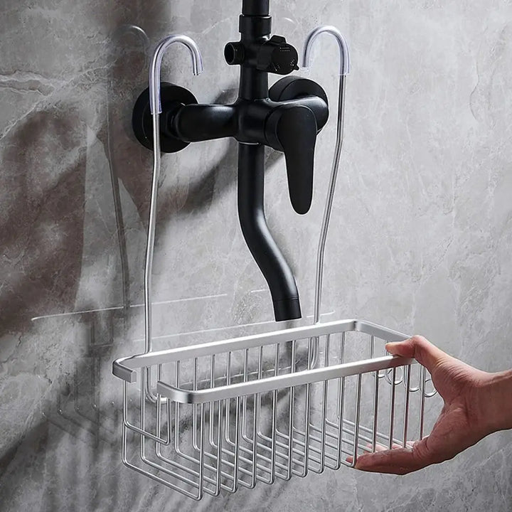 BowLift | DuschGlanz AeroRack Hanging Shower Basket made of Aluminium | Rustproof Shower Shelf with Hooks | Large Capacity for Shampoo & Bath Accessories