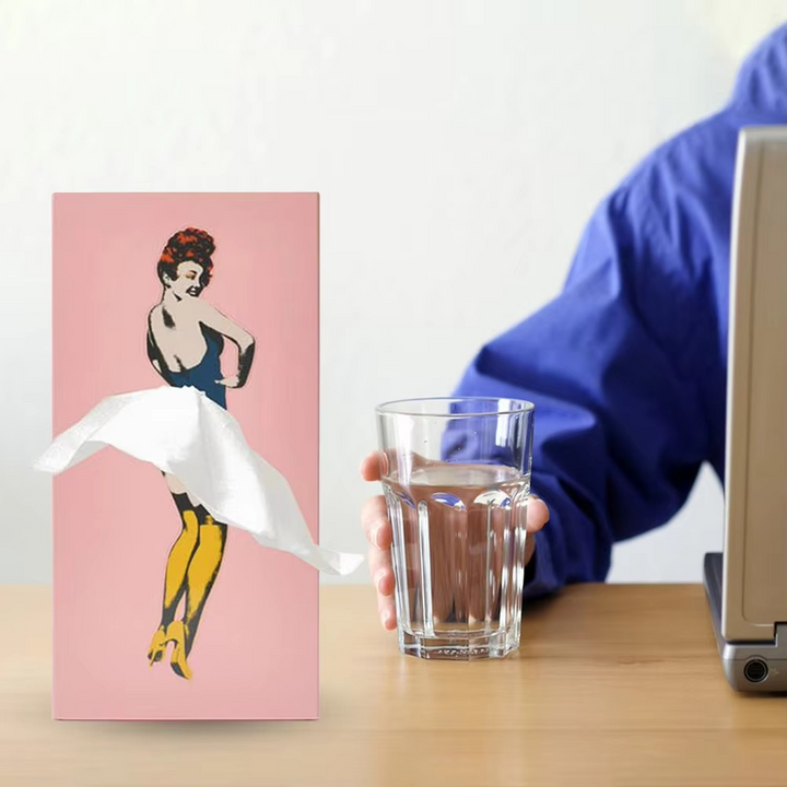 BowLift | Retro Rectangular Facial Tissue Box Case for Vanity, Countertop, or Nightstand