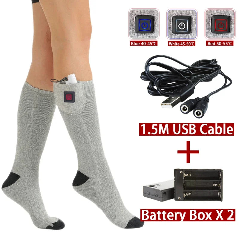 BowLift | Electric Heated Socks | USB Heating Socks for Women & Men | 3 Heat Levels | Ideal for Skiing, Cycling & Outdoor | ThermaStep