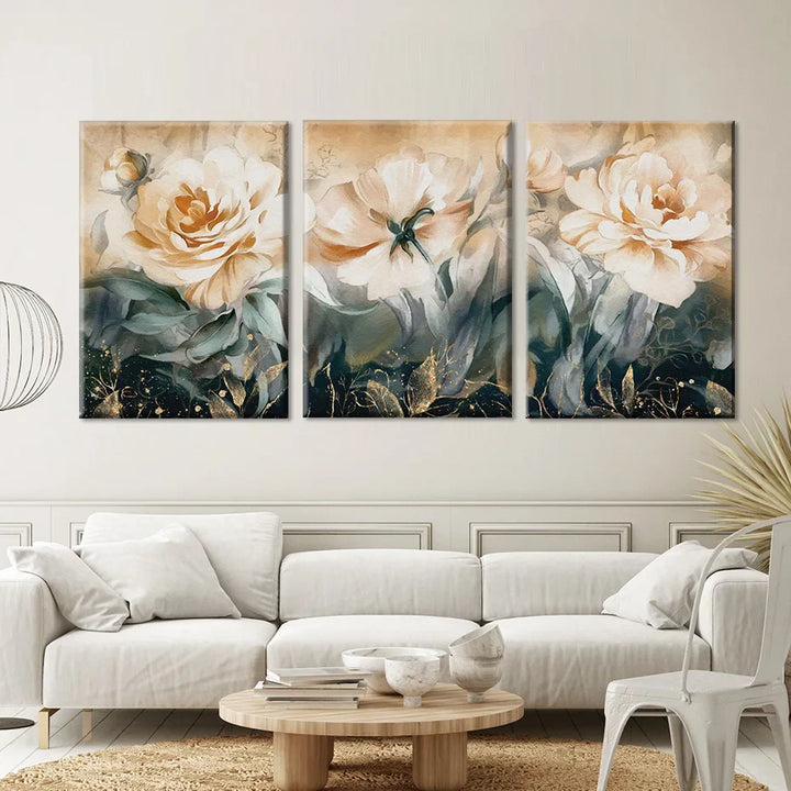 Serene Pastel Petals Floral Abstract Wall Art Fine Art Canvas Prints Modern Botany Pictures For Living Room Dining Room Art Decor | Bowlift