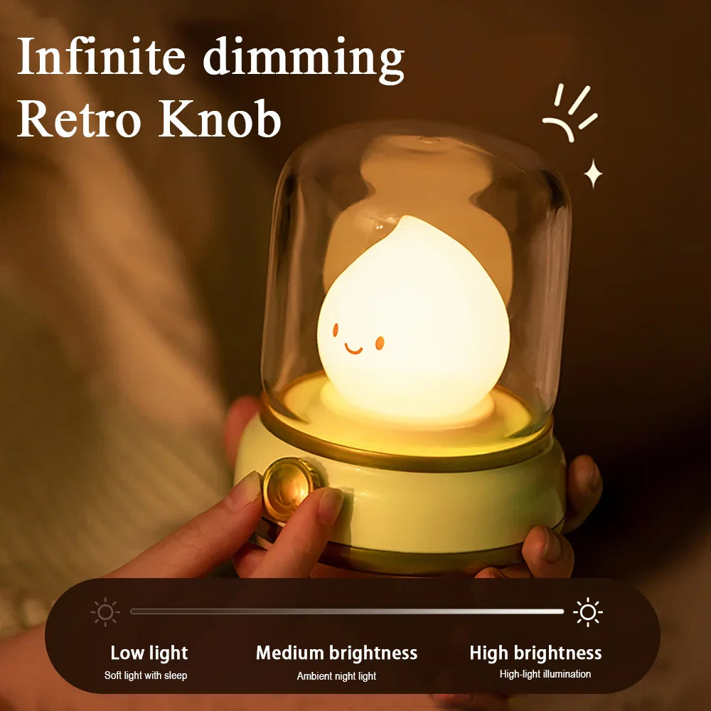 BowLift | LumiFlame LED Night Light | Retro Oil Design | USB Rechargeable | Warm Mood Light