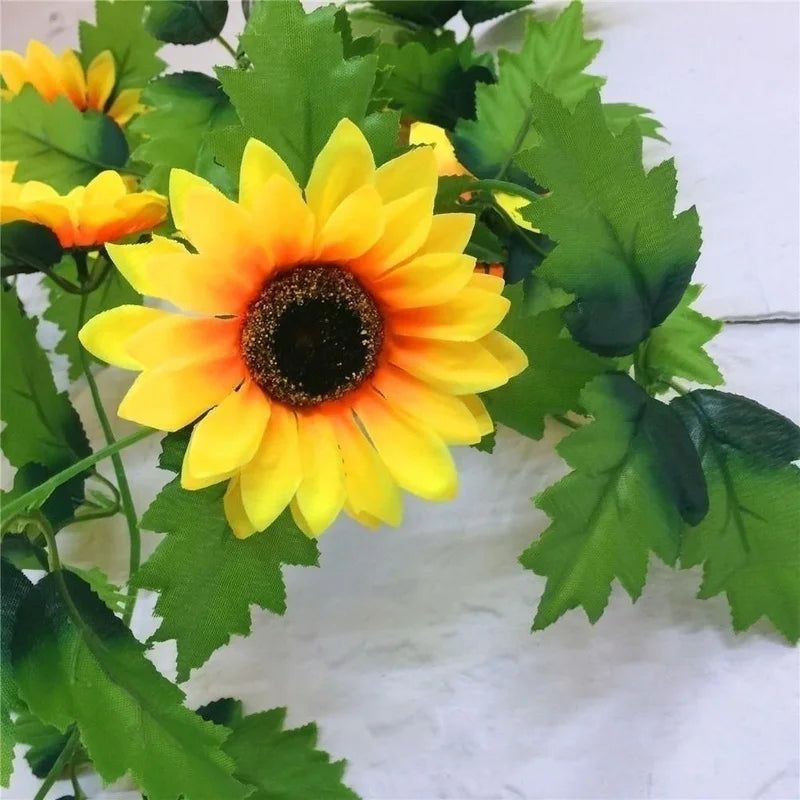 BowLift | Floraviva SunVine Sunflower Garland Artificial | 2.6 m Length | 12 Flowers Ø 8 cm | For Wedding, Balcony & DIY Decor