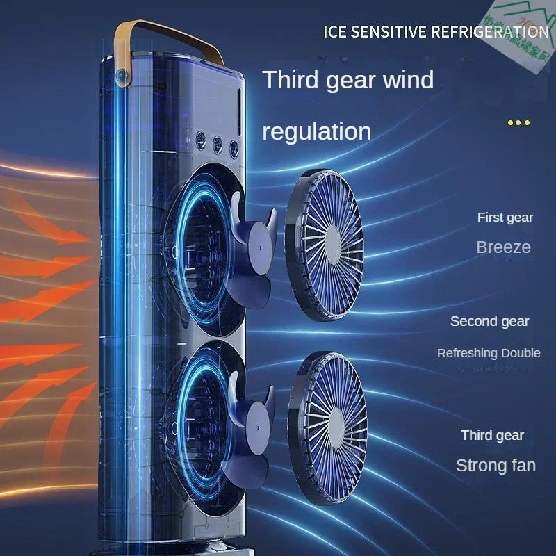 Portable Double Fan Cooling Spray Air Conditioning | Bowlift