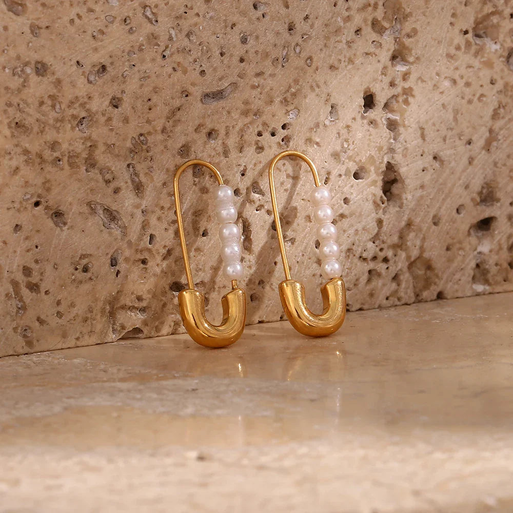 BowLift | 18k Pearl Accented Safety Pin Earrings