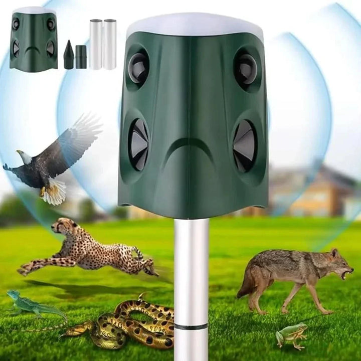 BowLift | ULTRAGUARD ANIMAL REPELLER – Ultrasonic Animal Repeller with LED Light – Weatherproof & Battery Operated for Garden & Outdoor Use