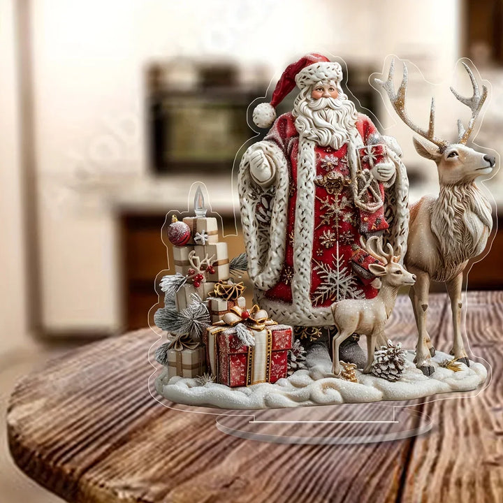 BowLift | Frostovia | Christmas figure | Acrylic decoration reindeer sleigh with Santa Claus | 2D design | Festive table & party decoration 2025