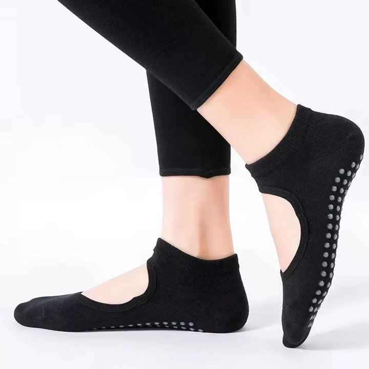 BowLift | Non Slip Backless Yoga Socks with Breathable Cotton Grip