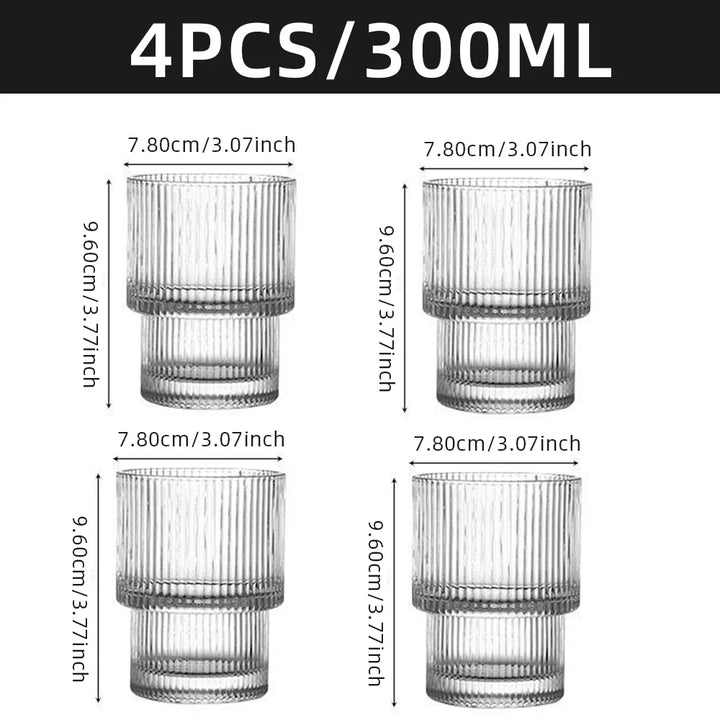 Ribbed Glasses 4-Piece Set Bowlift