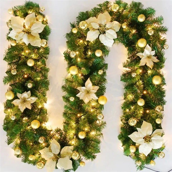 BowLift | LED Christmas Rattan Garland for Stairs and Fireplace