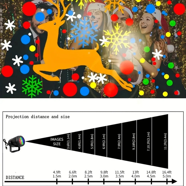 BowLift | LED Christmas Projector SnowMotion | 16 Rotating Patterns | Indoor & Outdoor | Christmas Lighting for Home, Garden & Party