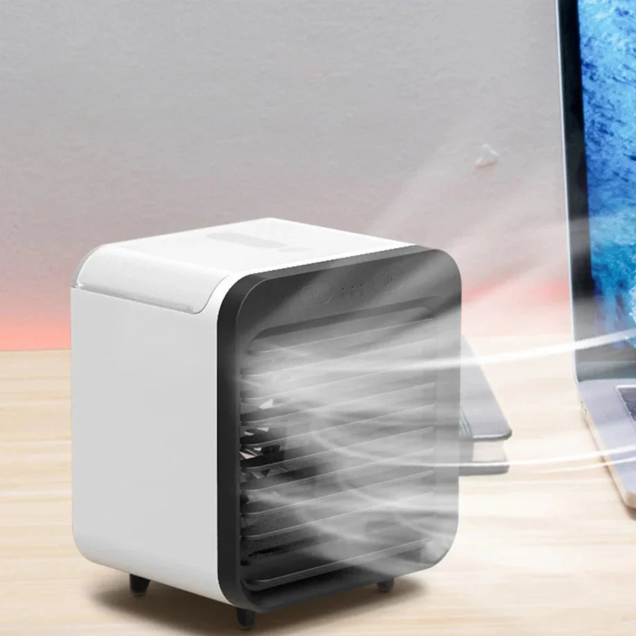 BowLift | Coolivio Mini AirCooler | Portable 3-in-1 USB Fan with Air Humidification & Cooling Function | 3 Levels | 2500 mAh Battery | For Office, Travel & Home
