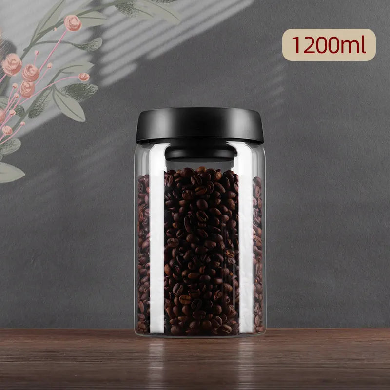 BowLift | GIANXI Vacuum Sealed Jug, Coffee Beans, Glass, Airtight Canister, Food, Grains, Sweets, Fresh Keeping Container, Kitchen Accessories