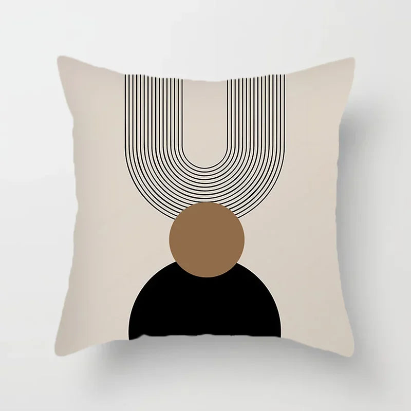 BowLift | Aurum Cushion Cover - Modern Black-White Cushion Cover with Abstract Art Print