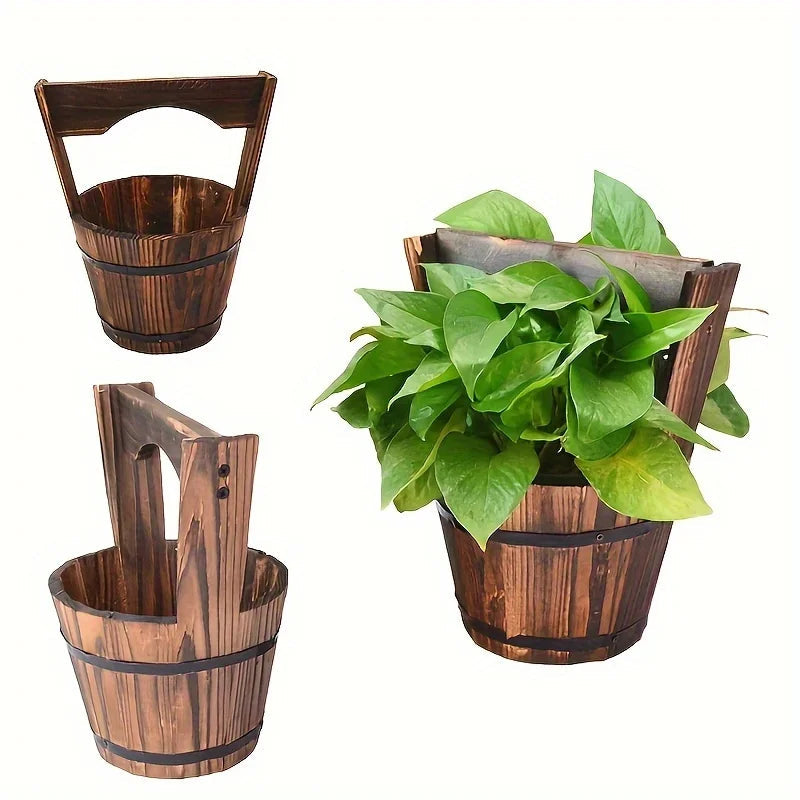 Classic garden flower pots with wood look Bowlift