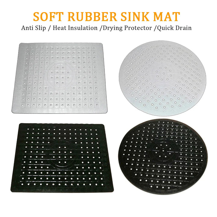 BowLift | Rubberin Non-slip Sink Mat Made of Rubber | Heat-resistant Draining Mat & Base | Soft Silicone Mat for Kitchen & Bathroom | Rectangular or Round