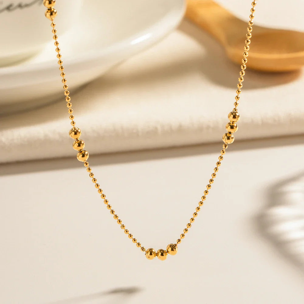 BowLift | 16k Dainty Triple Bead Accent Necklace
