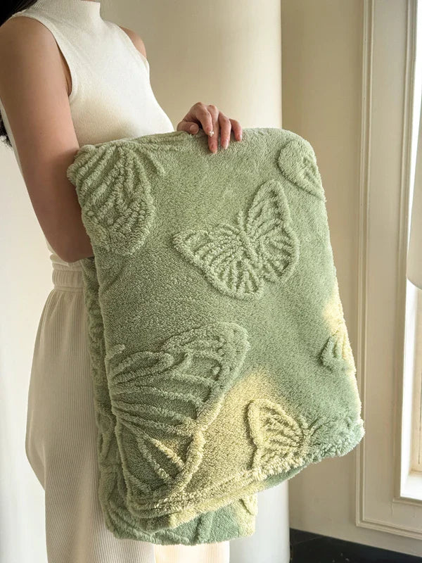 BowLift | Fleurière Flannel Blanket | 3D Butterfly Design | Soft & Warming | For Bed, Sofa & Camping