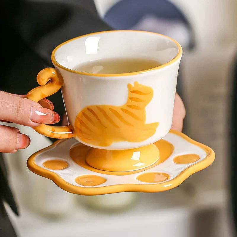BowLift | Orange Cat Handcrafted Ceramic Coffee & Tea Set