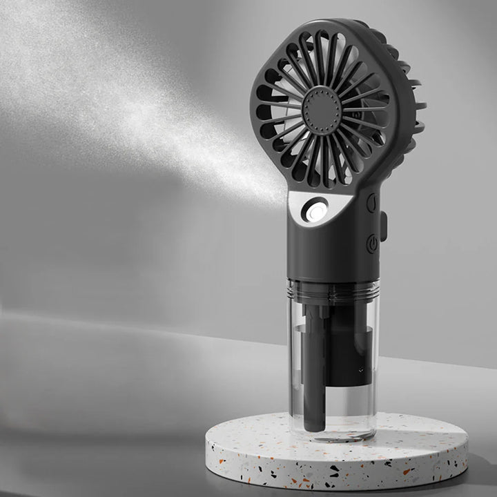 BowLift | Brisella Air Mini Hand Fan with Air Humidifier | 4-Stage Spray Function | USB Rechargeable | Portable & Quiet