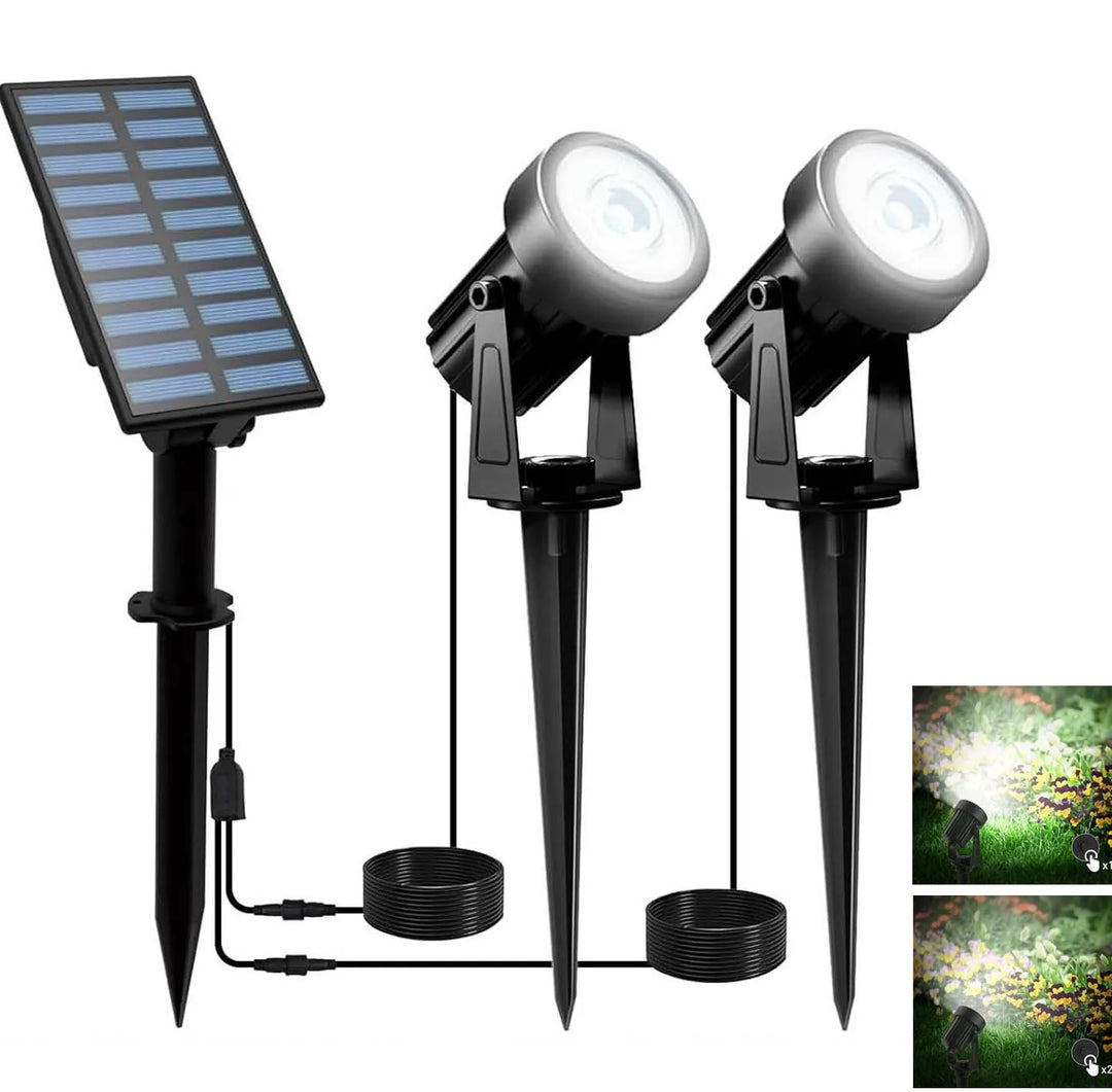 BowLift | Solar Garden Spotlight LumiGlow DuoColor | 3000K/6000K Warm & Cool White | IP65 Waterproof | Automatic Dusk Sensor