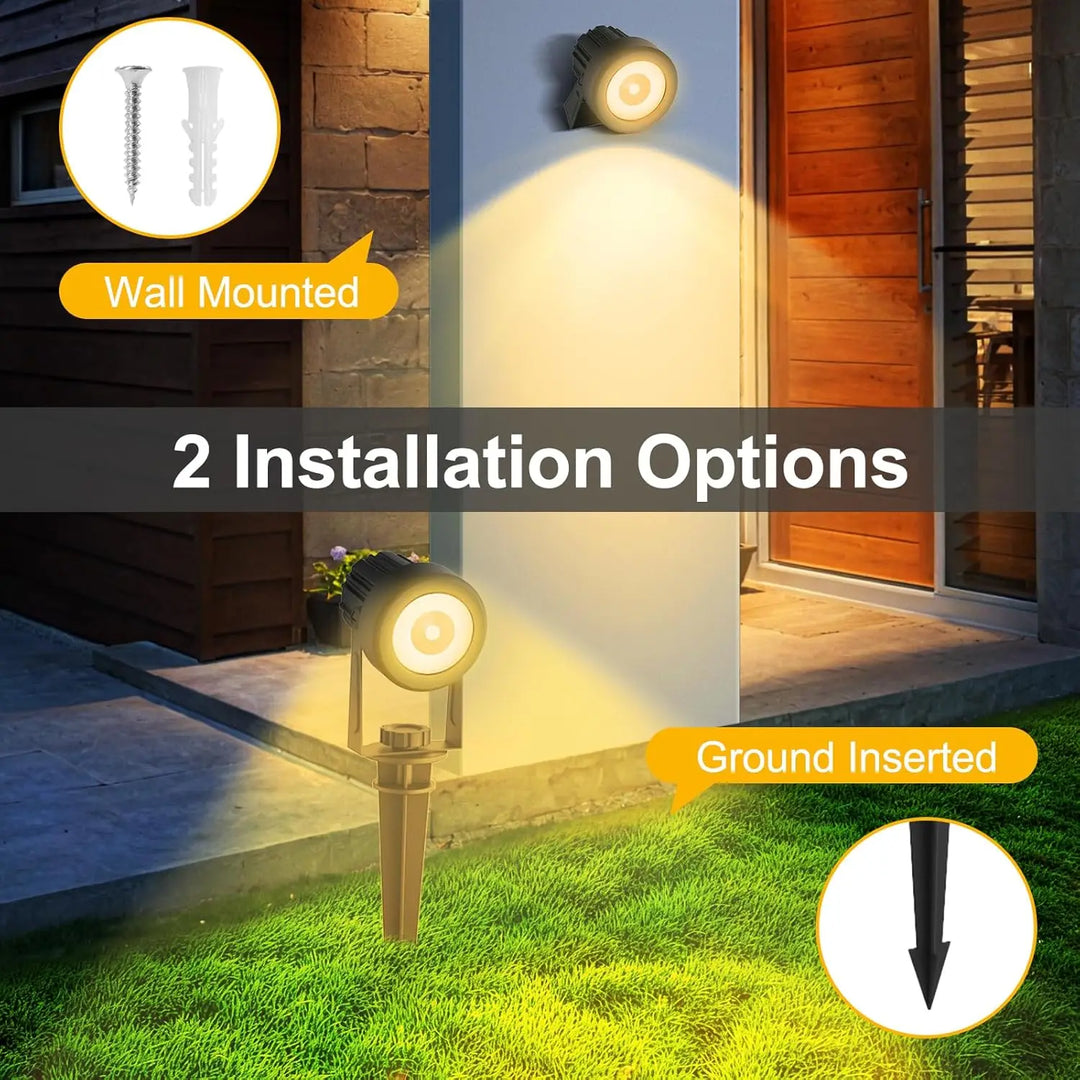 BowLift | Solar Garden Spotlight LumiGlow DuoColor | 3000K/6000K Warm & Cool White | IP65 Waterproof | Automatic Dusk Sensor