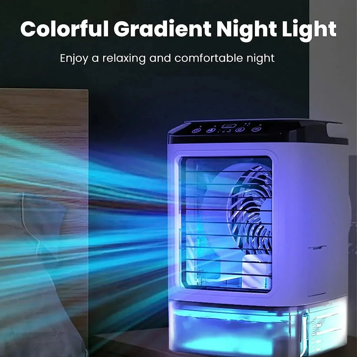 Portable Desktop Air Conditioner Fan – Dual Spray Ultrasonic Humidifier, 3-Speed Silent Air Cooler with Night Light for Home | Bowlift