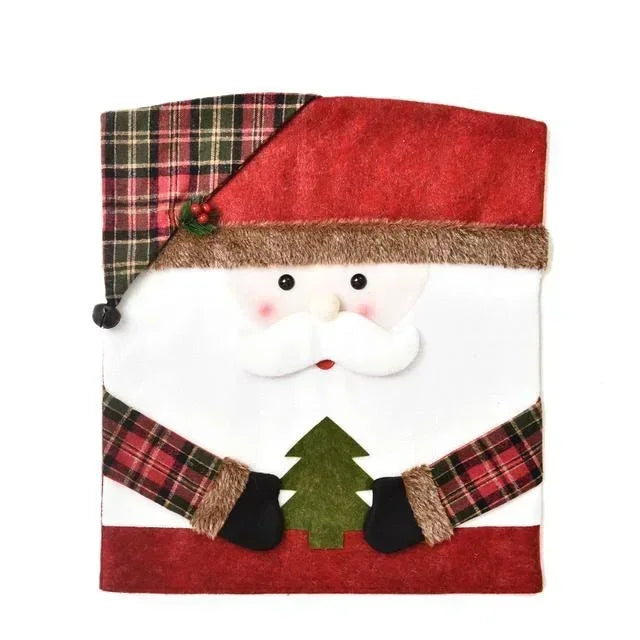 BowLift | Christmas chair cover MerrySeat | Santa, Snowman & Reindeer Design | Fabric chair cover | Reusable decoration for Christmas
