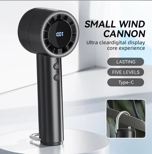 Silent High-Speed USB Handheld Fan – Portable Small Fan with LED Display, High Wind Power, and Cooling Air Conditioner Function | Bowlift