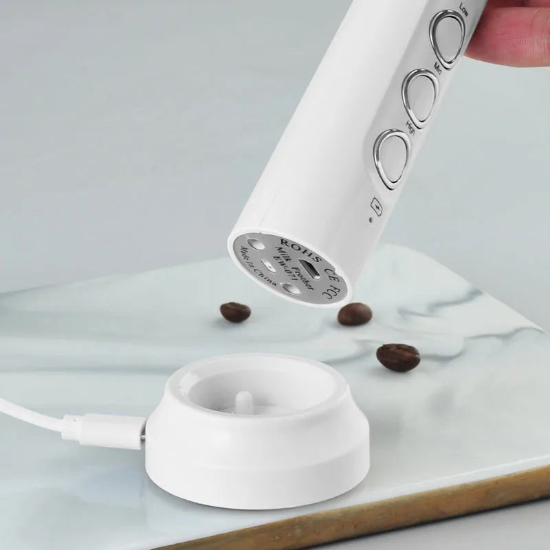 BowLift | 3 In 1 Electric Milk Frother Rechargeable Milk Foam Maker Handheld Frother High Speed Milk Frother Drink Mixer Coffee