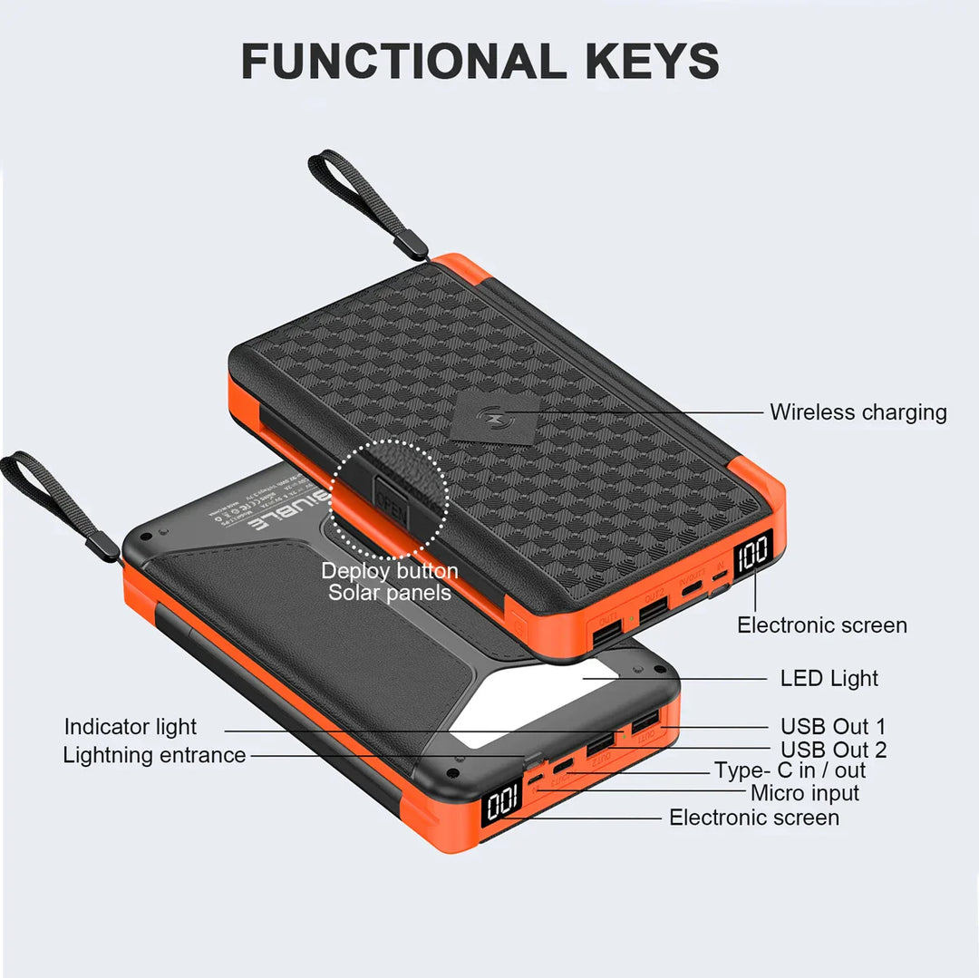 Solar Fast Charging Ultra-Large Capacity Portable Powerbank | Bowlift
