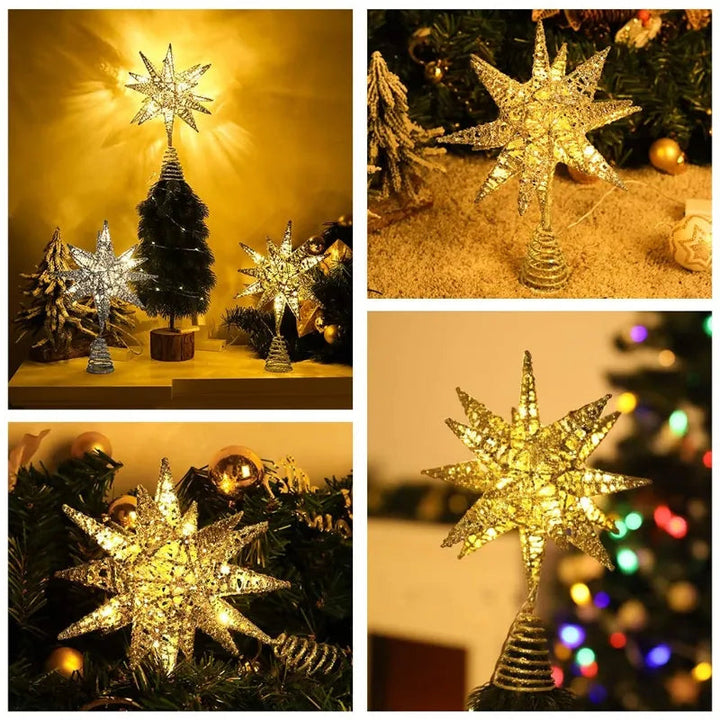 BowLift | TwinkleGlow - LED Star Tree Topper with Warm Light and Easy Setup