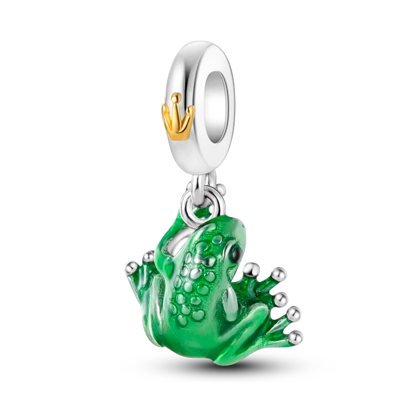 BowLift | 925 Silver Golden Leopard Charms Beads Colorful Chameleon Rhinoceros Lion Scarab Cat Pendant Compatible with Original Pandora Bracelet Jewelry