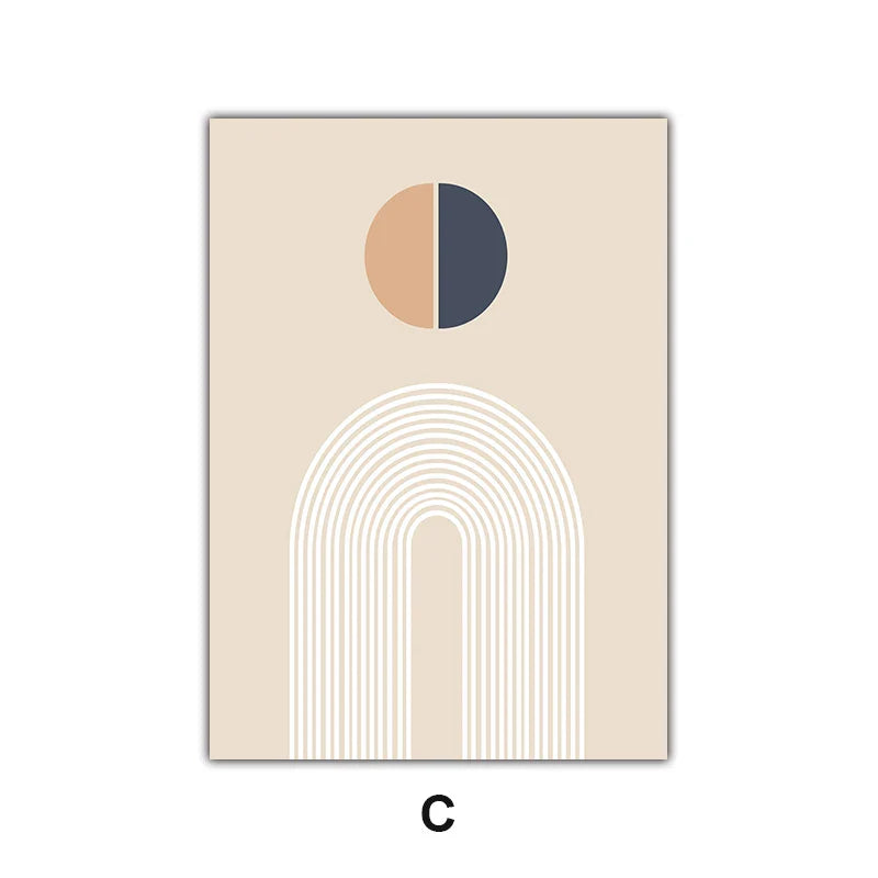 Minimalist Abstract Solar Geometry Wall Art Fine Art Canvas Prints Pictures For Living Room Bedroom, Home Office Art Decor | Bowlift