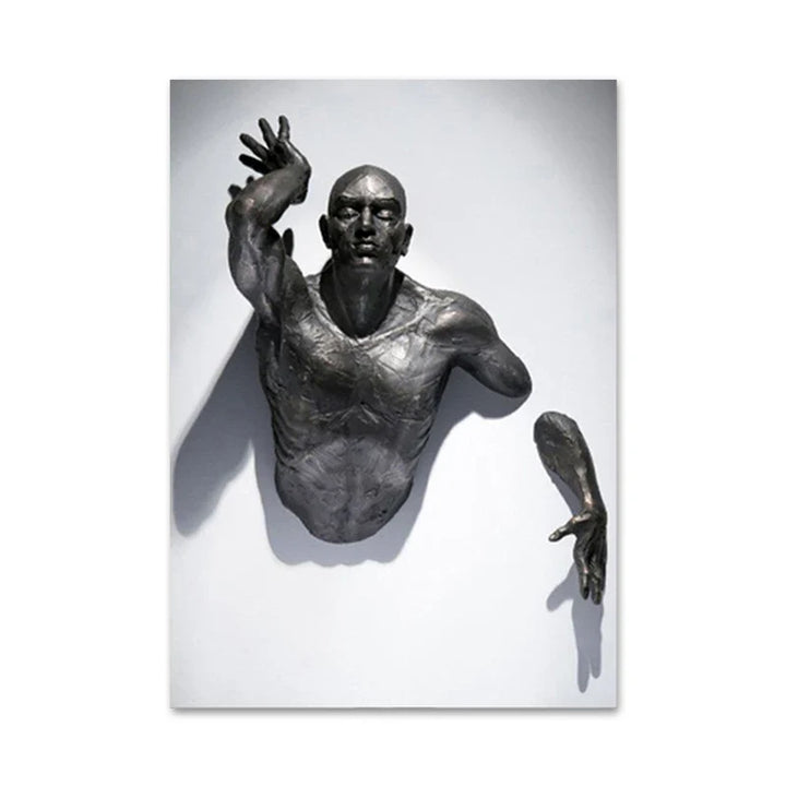Modern Urban Abstract Iron Statue Wall Art Fine Art Canvas Prints 3d Visualization Figure Art Pictures For Minimalist Apartment Wall Decor | Bowlift