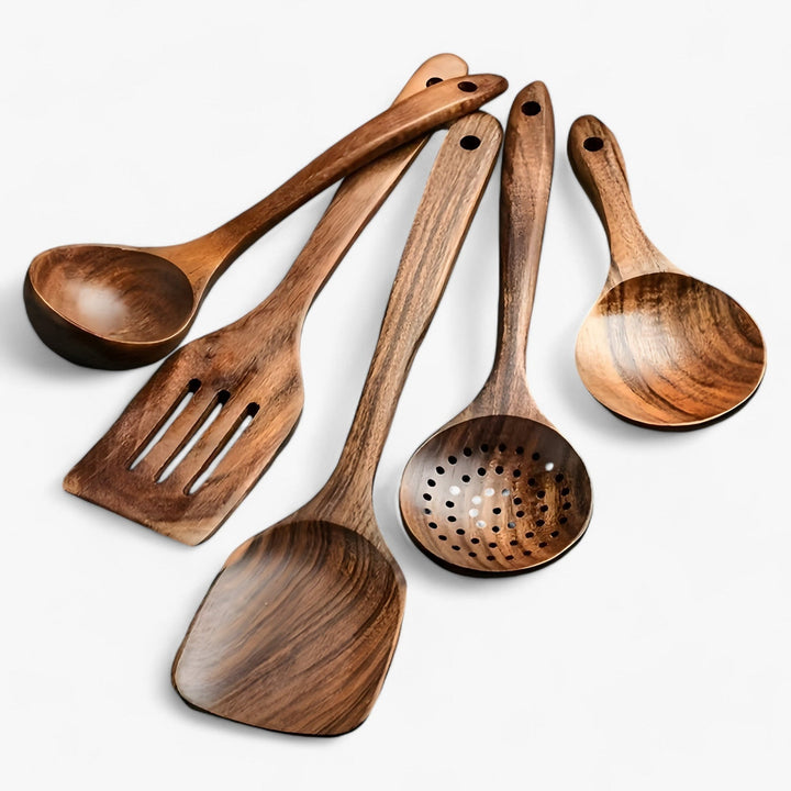 EcoWood Wooden Utensils Set with 11 Pieces Bowlift