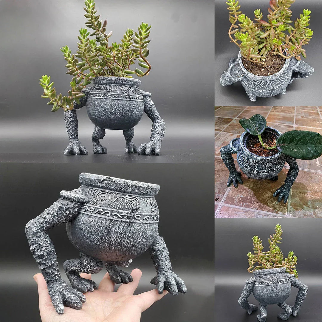 BowLift | TerraNook Plant Pot | Retro Design | Weatherproof & UV-resistant | Resin